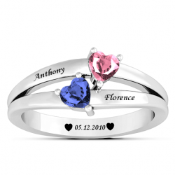 Double heart couple ring