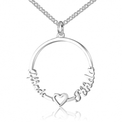 Heart duo name necklace