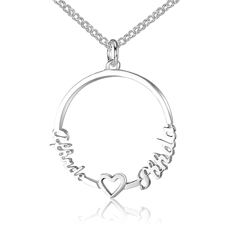 Collier duo prénom coeur