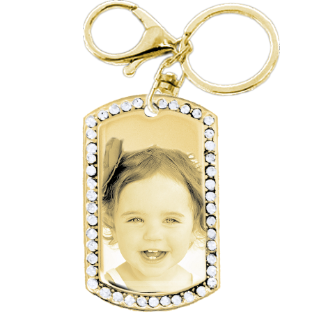 Dog tag zirconias keyring