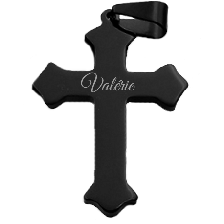 Men black cross pendant