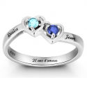 Bague couple duo coeurs