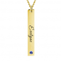 Drop bar name necklace yellow gold