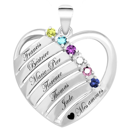 Pendentif famille coeur OR