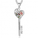 Family heart MOM cage pendant