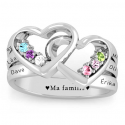 Family double hearts ring