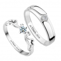 Angel sterling silver couple ring set