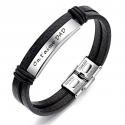 Leather stainless steel bracelet