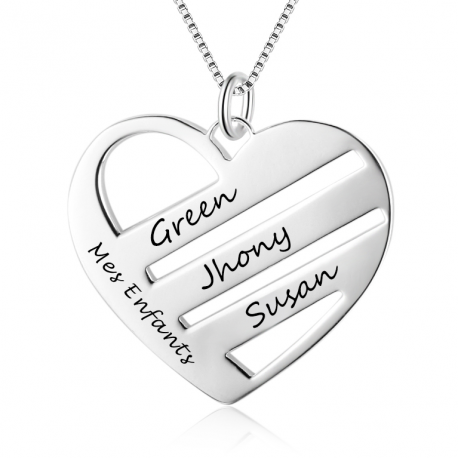 Heart family name pendant