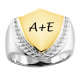 two tone shield signet men ring 