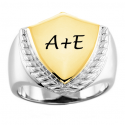 Shield signet men ring two tone