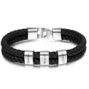 Square leather bracelet silver-3