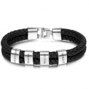 Bracelet cuir carré argent-4