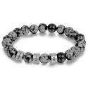 Unisex bracelet OBSIDIENNE SNOWFLAKE silver family-3