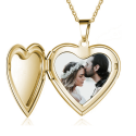 Heart photo locket pendant yellow gold