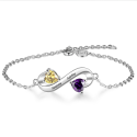 Bracelet infinity duo hearts sterling silver