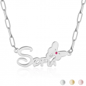 Butterfly name necklace birthstone