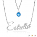 double name necklace birthstone