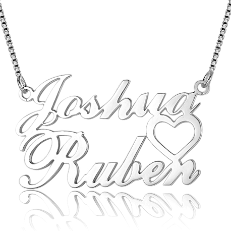 Heart double name necklace