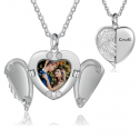 Sterling silver angel wings heart photo holder