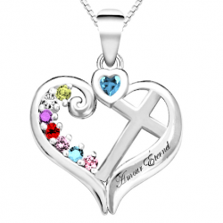 Family cross-heart pendant