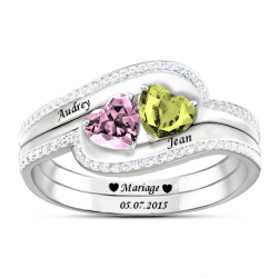 Double heart couple ring
